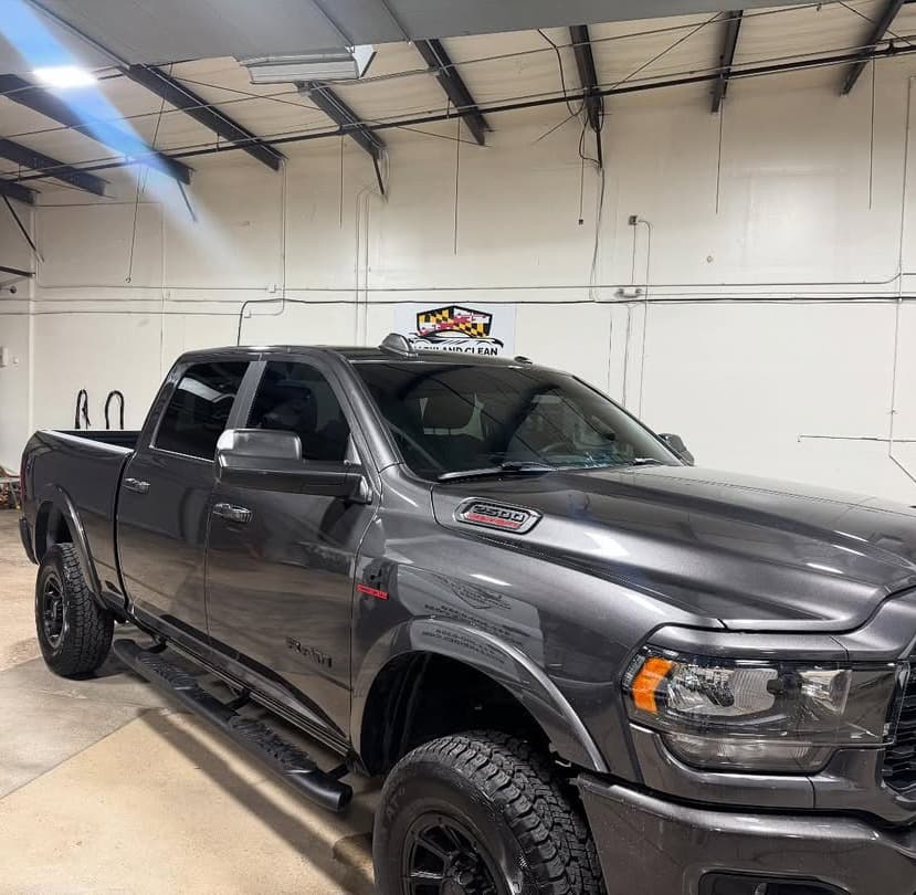Car After Maryland Clean Rides Dodge Ram After Side Window and 5% Strip Window Tint Installation